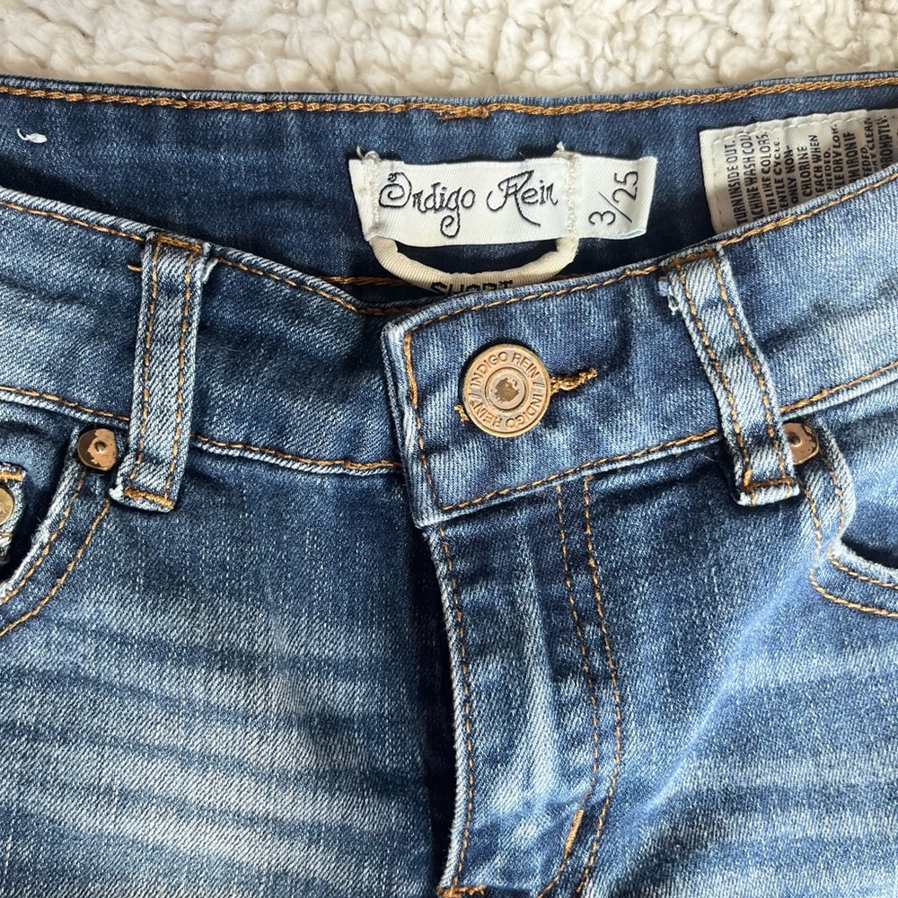 Indigo Rain Blue Denim High Rise Shorts Size Small